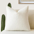 Foindtower Decorative Textured Boucle Throw Pillow Covers Accent Solid Pillow Cases Neutral Soft Cozy Couch Cushion Case for Chair Sofa Bedroom Living Room Home Decor 26 x 26 Inch,White
