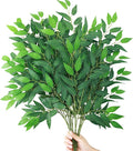 GREENTIME 6 Pack Artificial Italian Ruscus Greenery Stems 23.5'' Faux Green Leaf Bouquet for Vase Bridal Wedding Table Centerpiece Decor