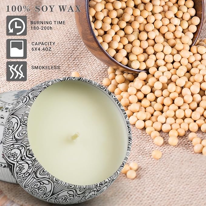 Tarot Scented Candles Gift Set, 6 Pack Soy Wax Candles for Home Aromatherapy, Long Lasting 200H, Natural Essential Oil Candles Gifts for Women, Ideal for Birthday, Thanksgiving, Christmas, Meditation
