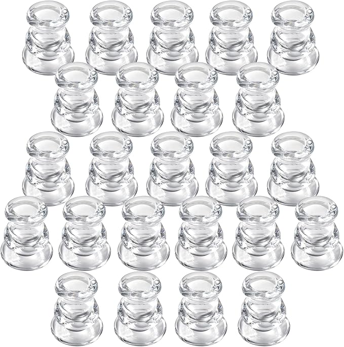 IYOUYA Clear Glass Candlestick Holders 24PCS, 2.1" H Taper Candle Holders Bulk for Pillar Candles, Taper Candles, Glass Candle Holders for Wedding, Party&Festival