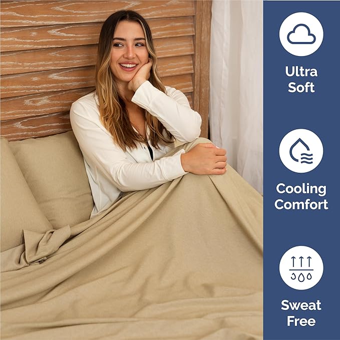 Split King Size 5 Piece Sheet Set - Comfy Breathable & Cooling Bed Sheets Set - Hotel Luxury Bedding for Women, Men, Kids, Teens, Boys & Girls - Deep Pockets & Wrinkle Free - Tan (Heathered Sheets)