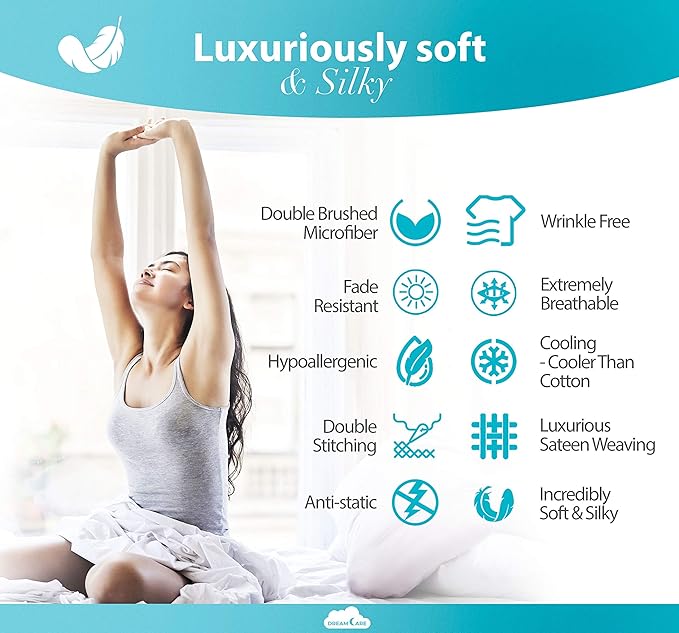 DREAMCARE Twin XL Sheet Sets – 3pcs Cooling Sheets – up to 21” Extra Deep Pocket Twin XL Sheets Set – Hotel Luxury Sheets & Pillowcases – Superior Softness 100% Fine Microfiber with Side Pocket Purple