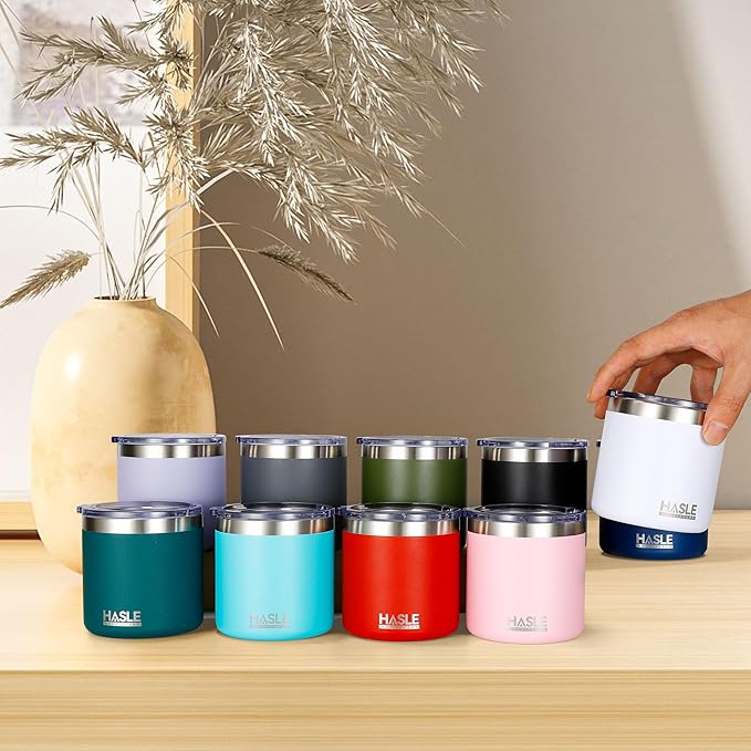 HASLE OUTFITTERS 10oz Insulated Tumblers with Lid and Straw,Stainless Steel Tumbler Travel Coffee Mug,Double Wall Reusable Tumbler Cup for Iced and Hot Drinks(Navy，6 Pack)