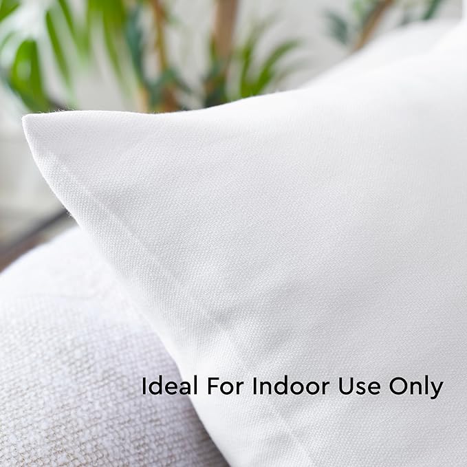 Encasa XO Throw Pillow Covers 22x22 in Set of 2 White | No Inserts | Cotton Pillow Covers for Living Room, Bed, Sofa, Couch | Decorative Cushion Covers with Improved Zippers