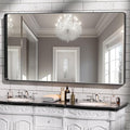 Hasipu Black Bathroom Mirror for Wall, 55 x 30 Inch Metal Framed Bathroom Mirrors for Over Sink, Rectangle Bathroom Vanity Mirror, Anti-Rust, Tempered Glass, Horizontal or Vertical