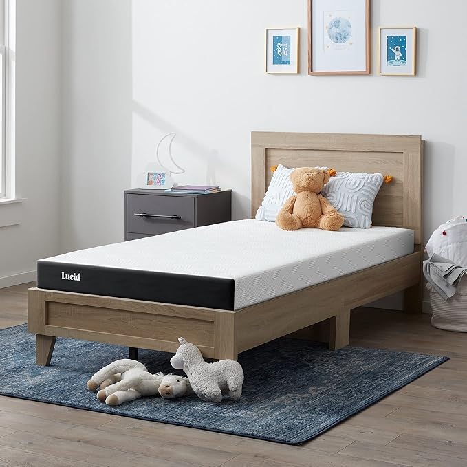 Lucid 5 Inch Memory Foam Mattress – Low Profile - Firm Feel - Infused with Bamboo Charcoal and Gel - Bed in a Box - Temperature Regulating - Breathable - Twin XL Size
