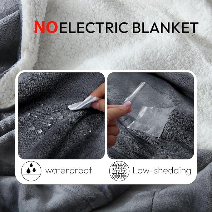 NANPIPER Sherpa Blanket Warm Blankets for Winter Super Soft Fuzzy Flannel Fleece/Wool Like Reversible Velvet Plush Couch Blanket Lightweight(Grey Throw Size 50"x60")