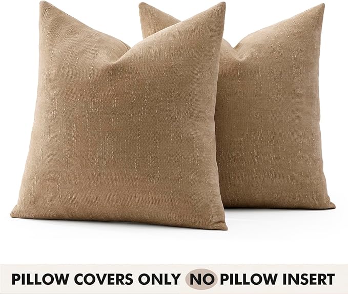 Woaboy Set of 2 Textured Throw Pillow Covers Decorative Soft Accent Square Chenille Pillowcases Neutral Farmhouse Cushions Modern Home Decor for Couch Sofa Bedroom Living Room 20x20 Inch, Starfish