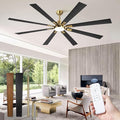 ZMISHIBO 80 Inch Black and Gold Ceiling Fans with Lights and Remote, Indoor/Outdoor Ceiling Fan for Patio Living Room, 6 Speed Reversible Quiet DC Motor, 3 CCT, Dual Finish Blades
