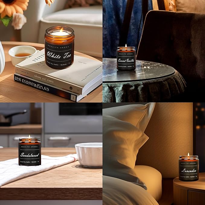MOASITN Citronella Highly Scented Candles for Home| Natural Soy Aromatherapy Candle| Handmade Long Lasting Jar Candle| Candel Gift for Women,Men as Summer,Relaxing,Holiday Gifts| 7oz