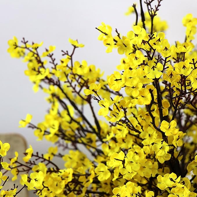 JAKY-Global Babys Breath Fabric Cloth Artificial Flowers 6 Bundle European Fake Silk Plants Decor Wedding Party Decoration Bouquets Real Touch DIY Home Garden(Yellow)