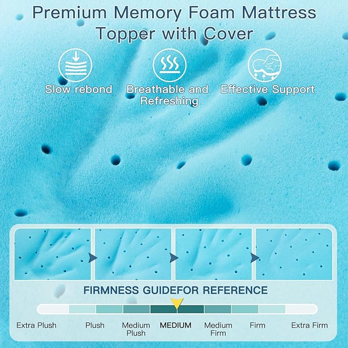 Airensky 4 Inch Memory Foam Mattress Topper, Cooling Gel Infused High Density Twin (39"x75") Topper with Removable Skin-Friendly Cover, Bed Topper for Pressure Relief Back Pain, CertiPUR-US Certified