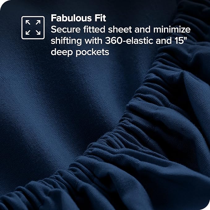 Bare Home Bed-in-A-Bag 8 Piece Comforter & Sheet Set - Split King - Goose Down Alternative - Ultra-Soft 1800 Premium Bedding Set (Split King, Dark Blue/Dark Blue)