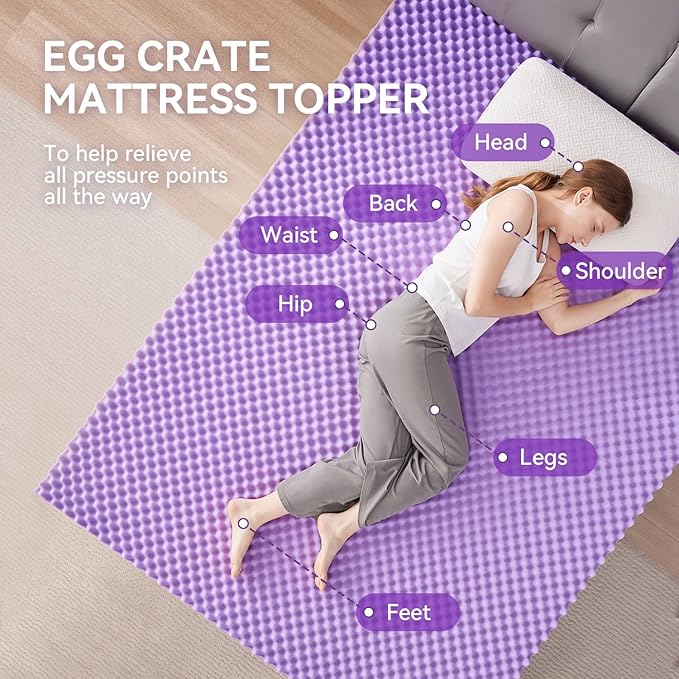 SINWEEK 3 Inch Egg Crate Memory Foam Mattress Topper Queen Size, Soft Mattress Pad for Back Pain Relief, Bed Topper, CertiPUR-US Certified