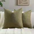 FUTEI Olive Green Chenille Throw Pillow Covers 16x16 Inch Set of 2,Soft Wide Chevron Textured Cushion Case,Farmhouse Home Decor for Couch Living Room