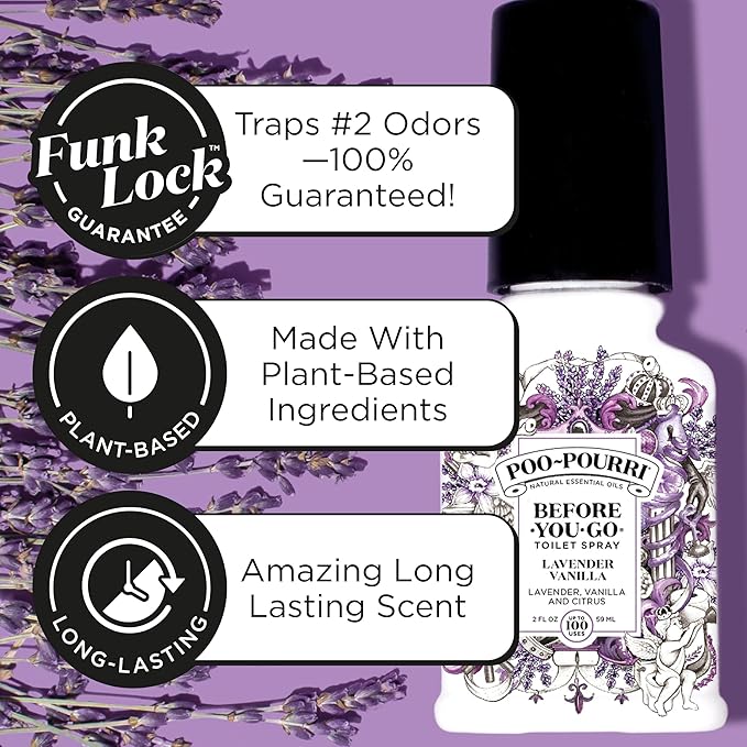 Poo-Pourri Before-You-Go, Toilet Spray, Lavender Vanilla, Up to 200 Uses, Bathroom Odor Deodorizer Plant-Based with Essential Oils, for Home or Work, Citrus Scent, 4 Fl Oz