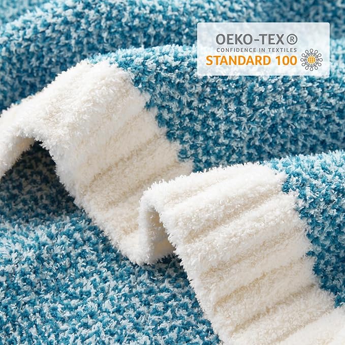 Snuggle Sac Teal Blue Reversible Super Soft Blanket Twin Size for Bed and Sofa, Heather Teal, 60x80 inches