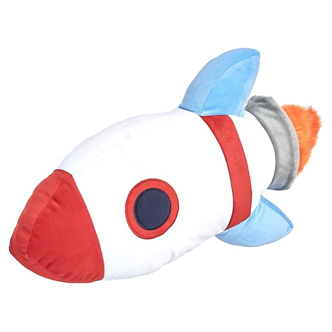 Amazon Basics Kids Room Décor, Space Rockets Decorative Pillow - Spaceship, Polyester, Assorted, 16.5" x 4"