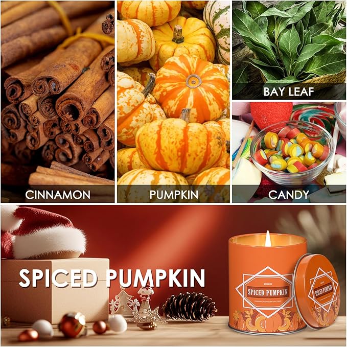 Pumpkin Spice Fall Scented Candle – 9 oz Soy Wax in Travel-Friendly Reusable Tin, Non-Toxic & Clean Burning, 50-Hour Burn – Cozy Autumn Fragrance, Holiday Gift & Fall Decor for Women & Men