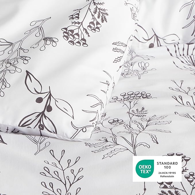 Bedsure Full Comforter Set - Bright White Bed Set, 3 Pieces Cute Floral Bedding, 1 Soft Reversible Botanical Flowers Comforter and 2 Pillow Shams