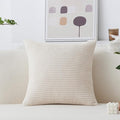 Home Brilliant Striped Velvet Corduroy Euro Throw Pillow Sham Large Cushion Cover for Chair Couch Bench Bed Floor Christmas Decor, 24 x 24 inch (60cm), Cream Cheese