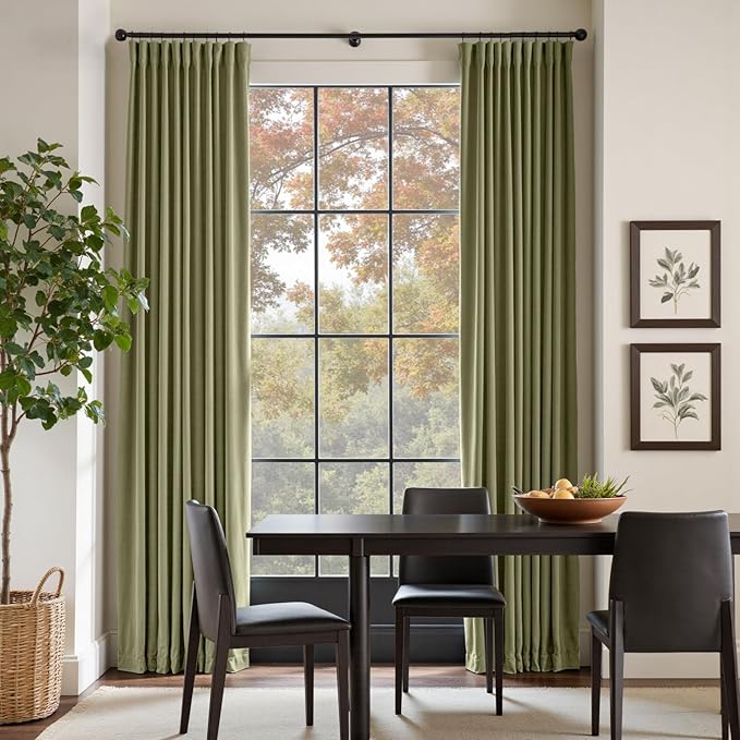 Lazzzy Velvet Blackout Curtains Thermal Insulated Room Window Drapes Super Soft Luxury Curtains for Living Room Bedroom Rod Pocket 2 Panels, Olive Sage, 62" W x 108" L