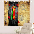 Batmerry African Ethnic Retro Tapestry,Vintage Motive Oil Landscape Fashion Wall Art Hanging Decoration Polyester Fiber White Ruffled Around for Dorm Room Bedroom Living Room, 59.1x59.1 inches
