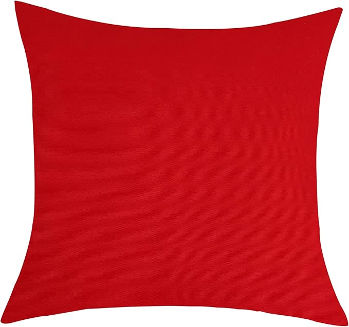 TangDepot Set of 2 Handmade Decorative Solid 100% Cotton Canvas Throw Pillow Covers/Cushion Covers, 45 Colors Available - (18"x18" 2 Pieces, Red)