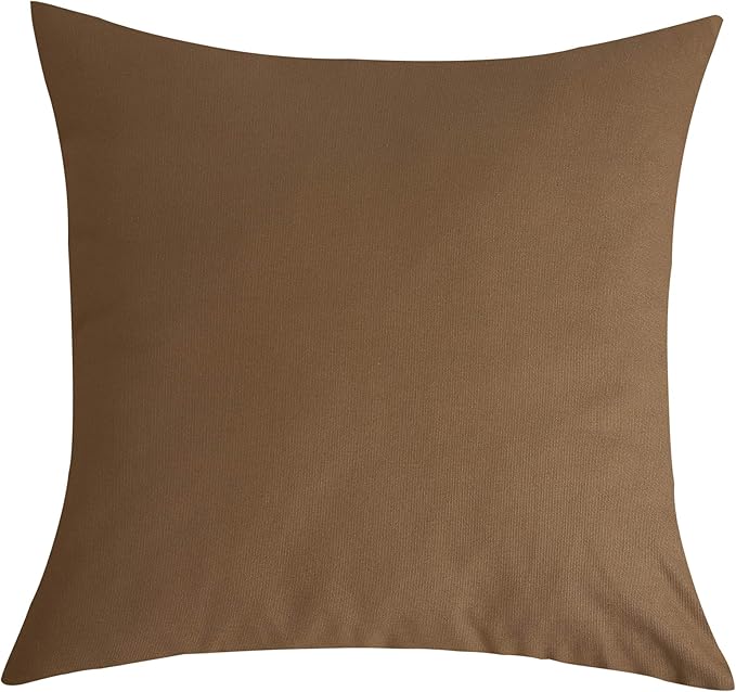 TangDepot Set of 2 Handmade Decorative Solid 100% Cotton Canvas Throw Pillow Covers/Cushion Covers, 45 Colors Available - (16"x16" 2 Pieces, Light Coffee)