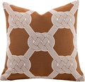 Premium Throw Pillow Covers 18x18 Inches - Tawny Birch Gordia Knot Chenille Jacquard Embroidery Decorative Couch Pillow Covers for Living Room Bedroom Sofa Home Décor