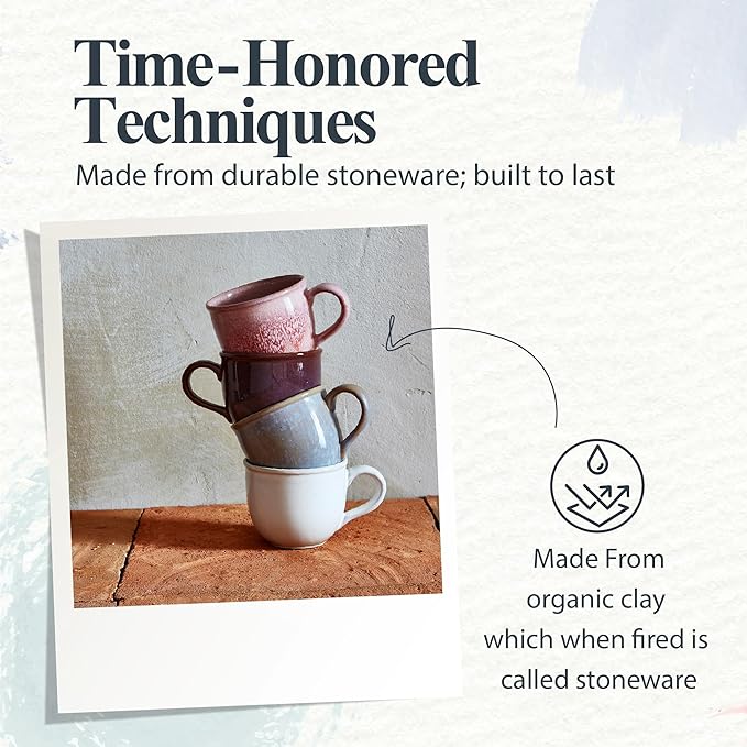 Portmeirion Minerals Mug, Moonstone - 12oz Stoneware Coffee Cup, Sturdy Ceramic Mug, Microwave, Dishwasher, Freezer, Oven Safe - Artisan Made Drinkware for Tea, Expresso, Latte