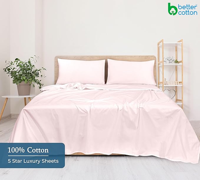 400 Thread Count 100% American Grown Cotton Pink Flat Sheet Only - Cooling Sheets - Luxury Sateen Weave - Full Size Flat Sheet Sold Separately - Super Soft Cotton Top Sheets (Full, Kyoto Blush)
