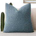Foindtower Decorative Textured Boucle Throw Pillow Covers Accent Solid Pillow Cases Neutral Soft Cozy Couch Cushion Case for Chair Sofa Bedroom Living Room Home Decor 26x26 Inch,1PC,Misty Blue