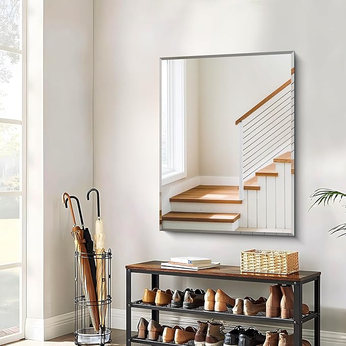 Beveled Bathroom Mirror, 30x40 Large Frameless Mirrors for Over Sink, Upgraded Shatterproof Beveled Frameless Vanity Mirror for Bathroom,Bedroom,Living Room and Entryway