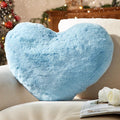 YRXRUS Heart Pillows, Love Heart Shaped Pillow, Small Cute Blue Heart Pillows for Gifts, Faux Rabbit Throw Pillows for Her, Kids, Girls Home Decoration, 10X11 Inch