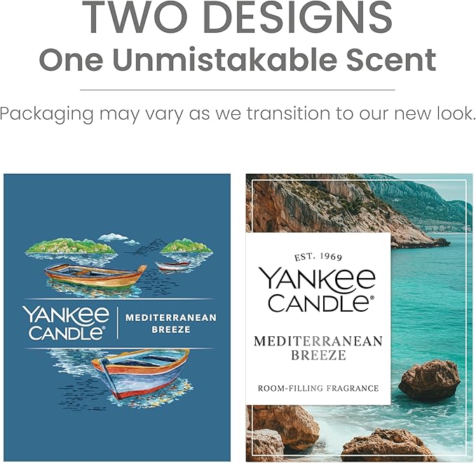Yankee Candle Large Tumbler Scented Candle with up to 80 Hour Burn Time, Premium Plant Wax Blend for Consistent Burn, 20 oz Tumbler Candle with Room Filling Fragrance, Mediterranean Breeze