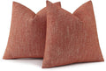decorUhome Fall Chenille Decorative Throw Pillow Covers 20x20 Set of 2, Farmhouse Textured Square Neutral Solid Accent Pillow Covers for Couch Sofa Bed Living Room Home Decor, Rust