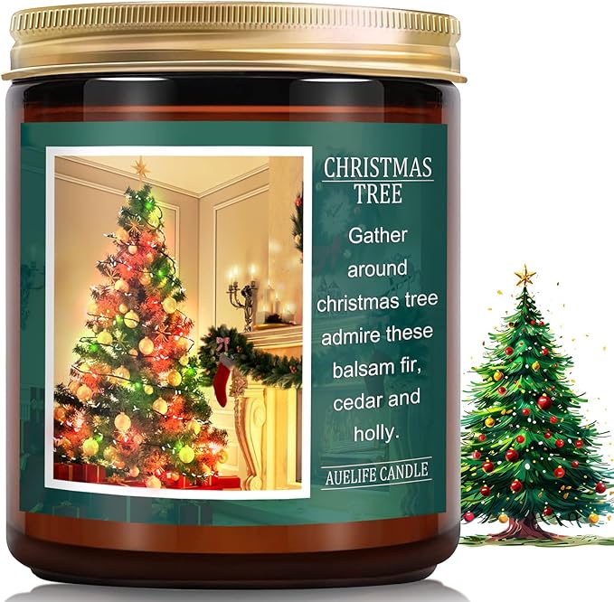 Christmas Tree Candle - Christmas Scented Candle, Aromatherapy Jar Candle for Home - Xmas Holiday Gifts for Women and Men, Soy Wax Candle for Home Scented, Cozy Winter Decoration, 7 oz