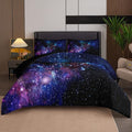 Tailor Shop Galaxy Comforter Set Universe Outer Space Blue and Purple Starry Sky Night Pattern Bedding Set for Girls Boys Kids King Size with 1 Comforter 2 Pillowcases……