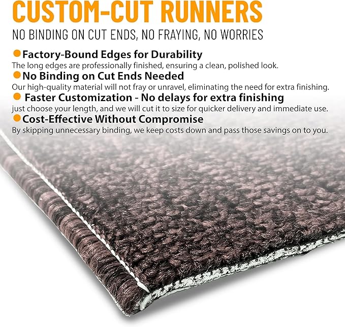 Ottomanson 2' x 11' Ultra-Thin Hallway Runner Rug - Durable Non-Slip Carpet for High-Traffic Areas - Fits Under Doors for Seamless Entry - Ideal for Kitchen, Entryway, Bedroom & Living Room, Brown