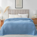 Snuggle Sac Queen Size Blanket for Bed, Soft Luxurious Bedding Blankets, Large Fuzzy Plush Microfiber Blankets, Washed Blue, 90x90 inches