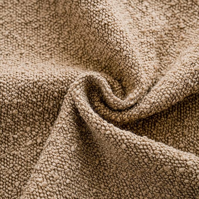 Foindtower Textured Boucle Throw Pillow Covers Accent Solid Lumbar Pillow Cases Cozy Soft Decorative Couch Cushion Case for Chair Sofa Bedroom Living Room Home Decor, 12 x 20 Inch,Taupe Khaki Camel