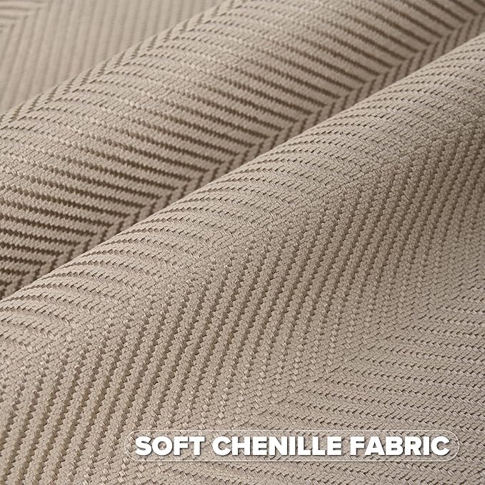 FUTEI Oatmeal Chenille Throw Pillow Covers 22x22 Inch Set of 2,Soft Wide Chevron Textured Cushion Case,Farmhouse Home Decor for Couch Living Room