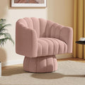 Mid Century 360 Degree Swivel Cuddle Barrel Accent Sofa Chairs, Round Armchairs with Wide Upholstered, Fluffy Velvet Fabric Chair for Living Room, Bedroom, Office, Waiting Rooms, (Pink)