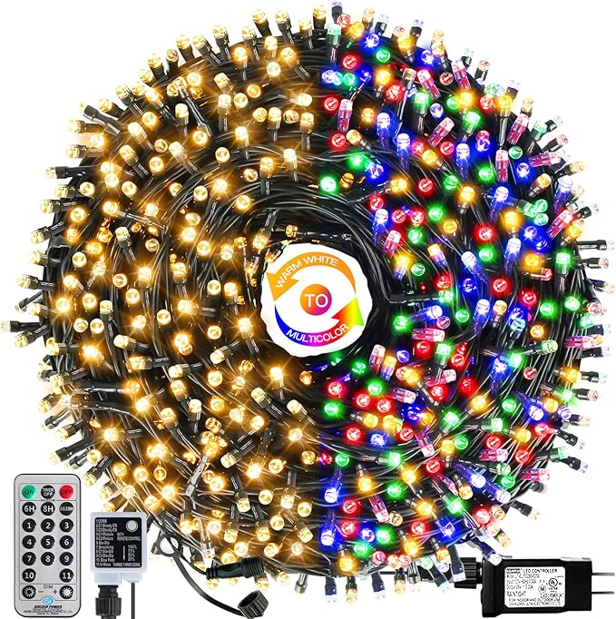 Christmas String Lights End-to-End Plug 8 Modes 108FT 300 LED IP55 Outdoor Waterproof UL Certificated Indoor Fairy Lights Garden Wedding Christma Trees Parties Decoration