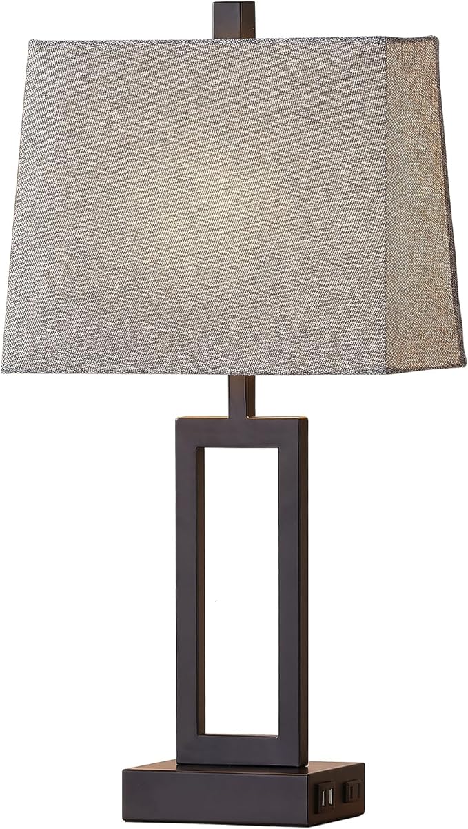 23.5" Touch Control Table Lamps Set of 2, Bedside Lamp with 2 USB Charging Ports & AC Outlet, 3-Way Dimmable Modern Nightstand Lamp for Living Room Bedroom End Table Office(2700K 2 LED Bulbs Included)
