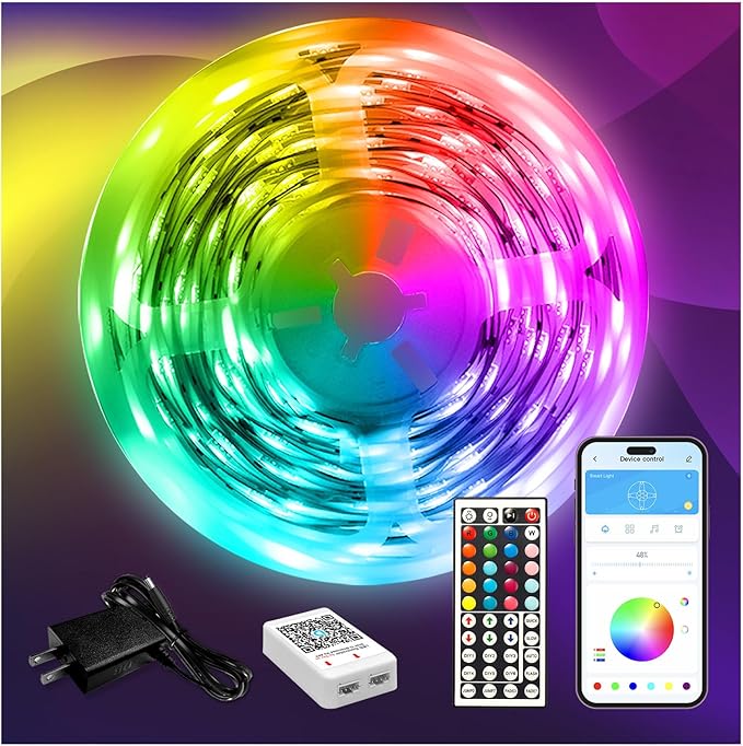 DAYBETTER LED Strip Lights 110ft, Smart Lighting Strips with App Remote Control, RGB Music Sync Color Changing Lights for Bedroom Kitchen Party Home Decor(1 Roll)