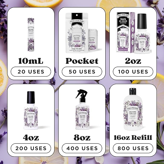 Poo-Pourri Before-You-Go, Toilet Spray, Lavender Vanilla, Up to 200 Uses, Bathroom Odor Deodorizer Plant-Based with Essential Oils, for Home or Work, Citrus Scent, 4 Fl Oz