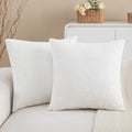 2 Packs Decorative Cream White Textured Chenille Throw Pillow Covers 18x18 Inch Neutral Farmhouse Boucle Couch Pillows, Modern Soft Velvet Pillowcase Cushion Covers for Living Room Home Decor