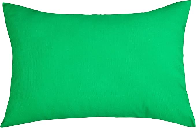 TangDepot Handmade Decorative Solid 100% Cotton Canvas Throw Pillow Covers/Pillow Shams, (12"x20", Bright Green)